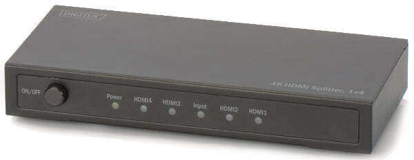 HDMI rozbočovač Digitus 1x4, podpora 4K černý

