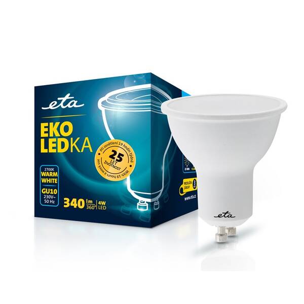 Žárovka LED ETA EKO LEDka bodová 4W, GU10, teplá bílá 

