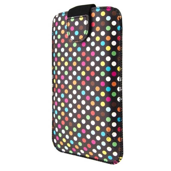 Pouzdro na mobil flipové FIXED Soft Slim Elements 4XL (vhodné pro 5") - rainbow dots 

