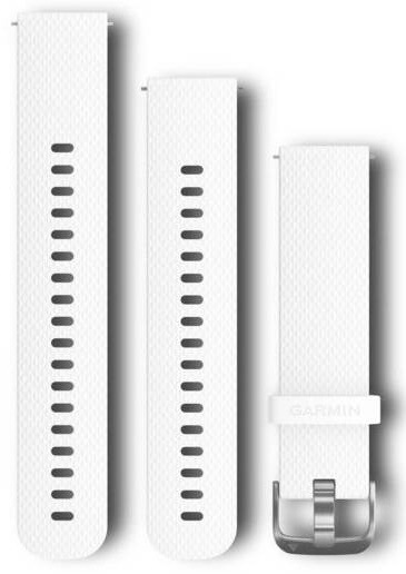 Řemínek Garmin Quick Release 20mm, silikonový bílý, stříbrná přezka