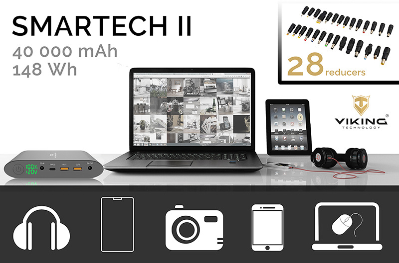 Powerbanka Viking Smartech II QC 3.0 40 000mAh šedá Viking Smartech II QC 3.0 40 000 mAh, šedá