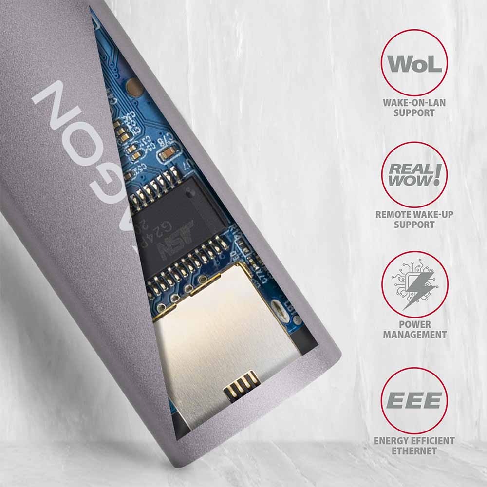 Síťová karta Axagon USB-A 3.2 Gen 1 - Gigabit Ethernet šedá Síťová karta Axagon USB-A 3.2 Gen 1 - Gigabit Ethernet šedá