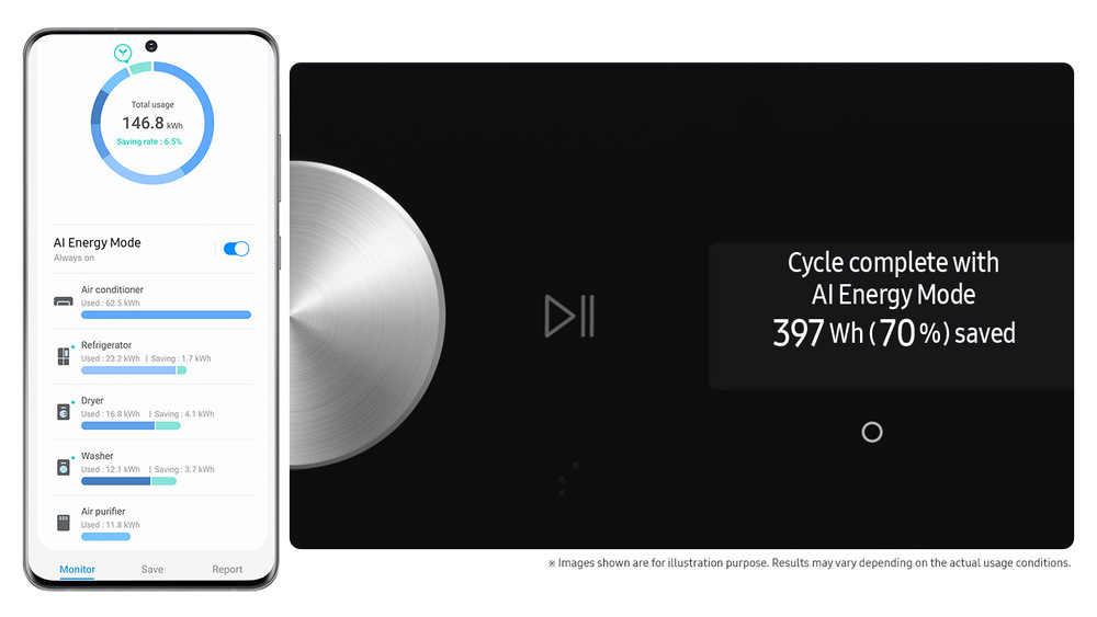Ukázka ežimu Ai Energy v mobilni aplikaci