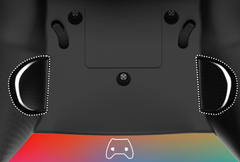 Dvě mapovatelná tlačítka na zadní straně gamepadu Turtle Beach Afterglow Ignite
