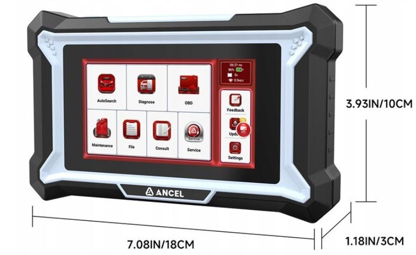 Diagnostika vozu Ancel DS200 černá Diagnostika Ancel DS200 Full System OBD2 Automotive Scanner rozměry