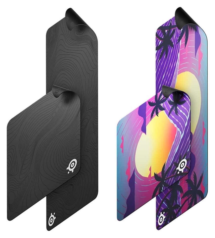 Podložka pod klávesnici a myš SteelSeries QcK XXL Topographic černá Podložky QcK Topographic a Neon Sunset ve dvou velikostech s odklopenými rohy