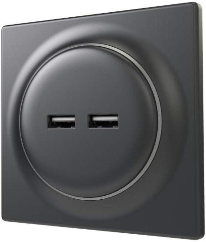 Zásuvka Fibaro Walli USB zásuvka, matná antracit