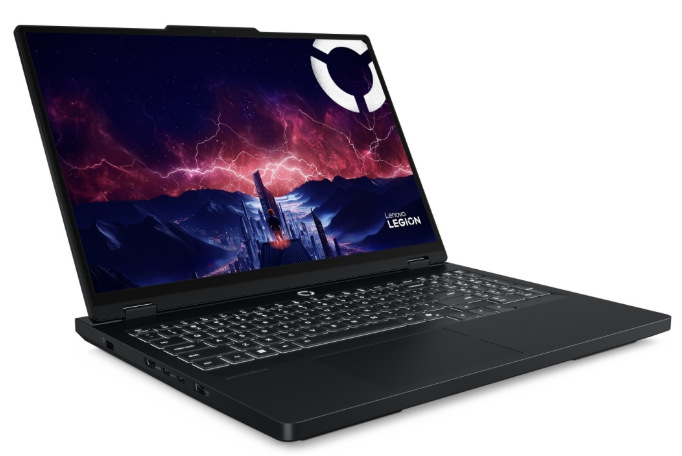Lenovo Legion Pro 5 16IAX10H z levého úhlu s otevřeným displejem a klávesnicí