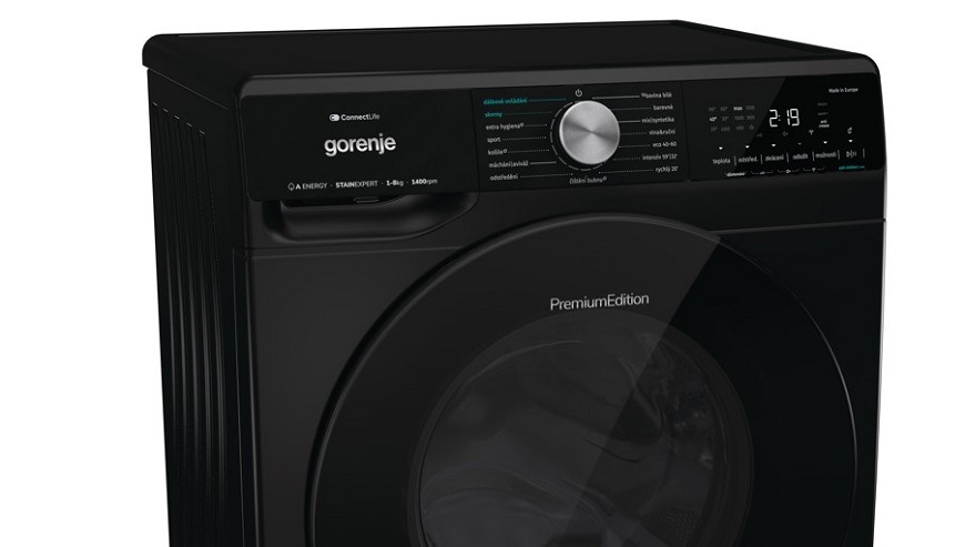 Úzká předem plněná pračka Gorenje W2NS84SABCZ, černá, funkce StainExpert