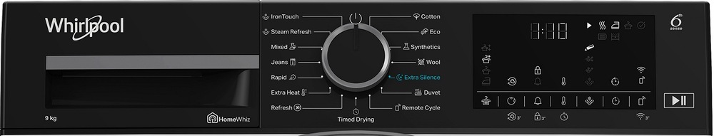 Sušička prádla Whirlpool WP A9X WBS EE bílá Sušička prádla Whirlpool WP A9X WBS EE, ovládací panel s displejem, programy, zásobníkem na prací prostředek a aviváž