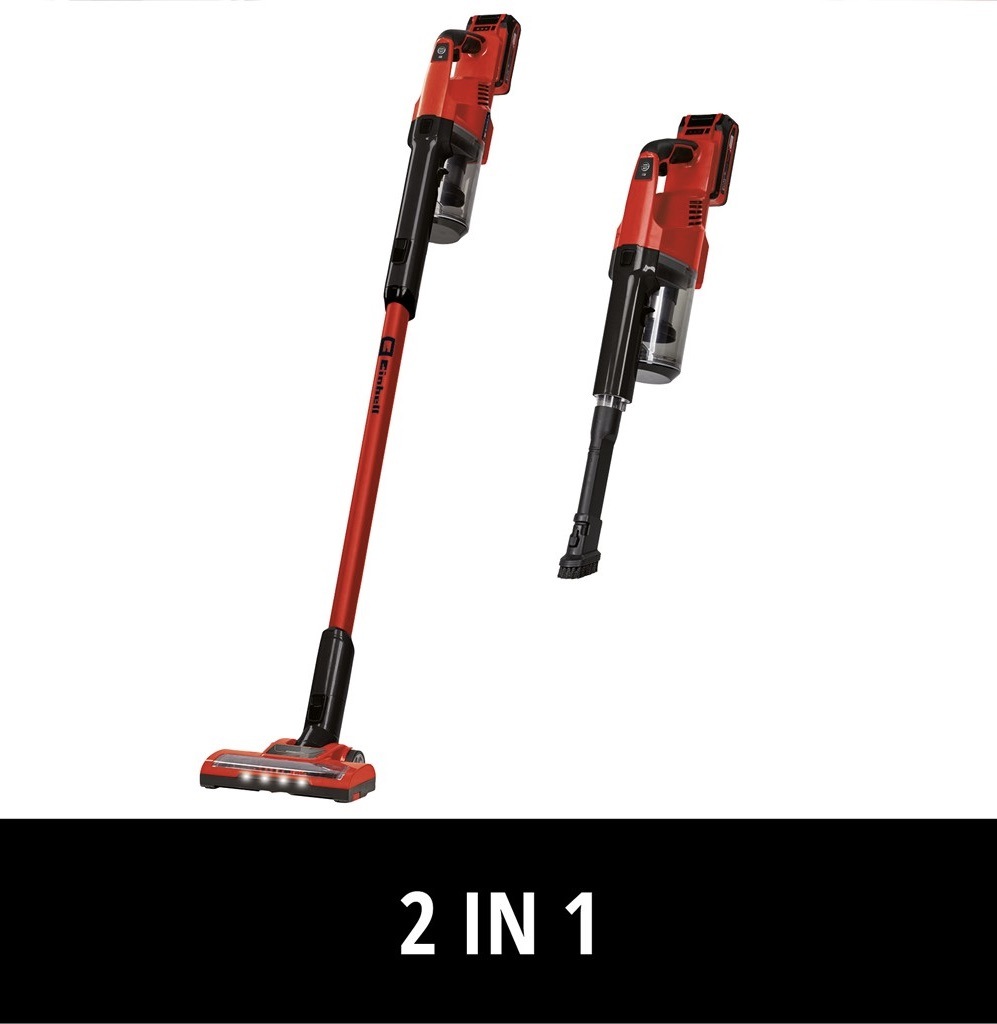 Tyčový vysavač Einhell TE-SV 18 Li SET (1x4,0Ah) červený Vysavač Einhell TE-SV 18 Li SET je spojením tyčového a ručního vysavače