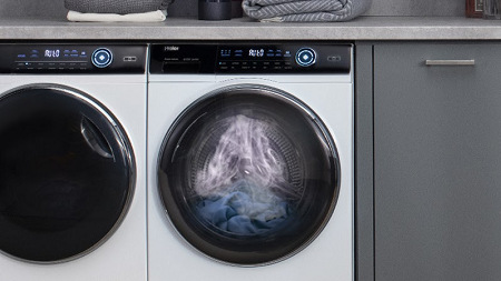 Pračka se sušičkou Haier HWD80-B14979-S bílá Pára