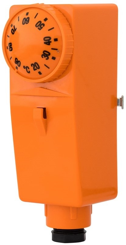 Termostat Elektrobock PT03, bimetalový příložný - oranžový