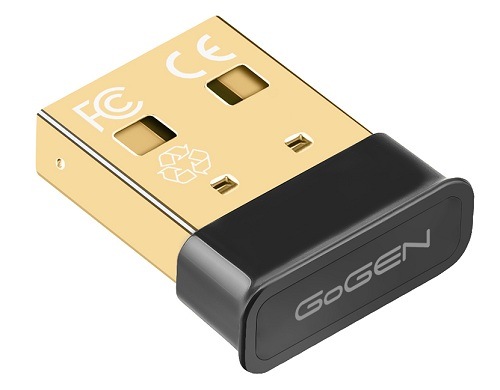 Kompaktní Bluetooth USB adaptér GoGEN se zlatou koncovkou, funkcí Plug and Play a standardem 5.4