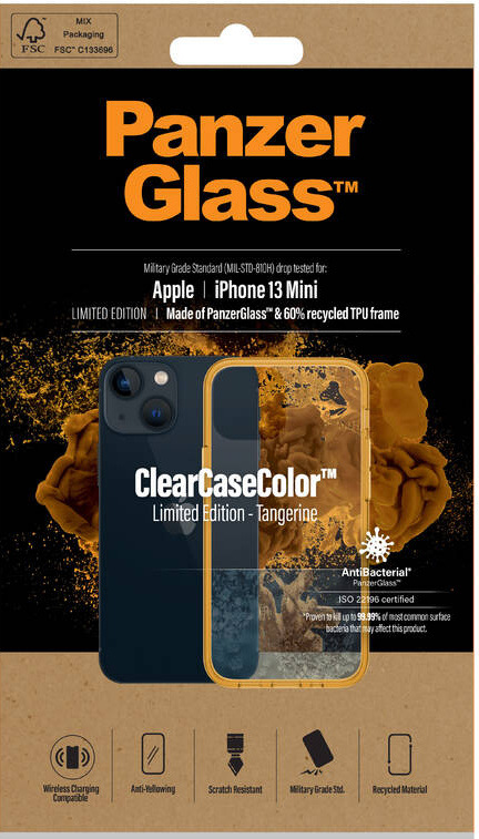 Kryt na mobil PanzerGlass ClearCaseColor na Apple iPhone 13 mini oranžový/průhledný