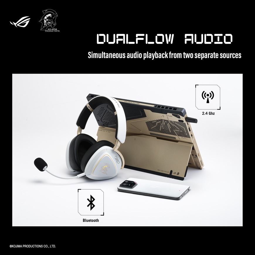 Headset Asus ROG Delta II-KJP bílý Ukázka připojení herního headsetu Asus ROG Delta II-KJP přes Bluetooth a 2,4 GHz