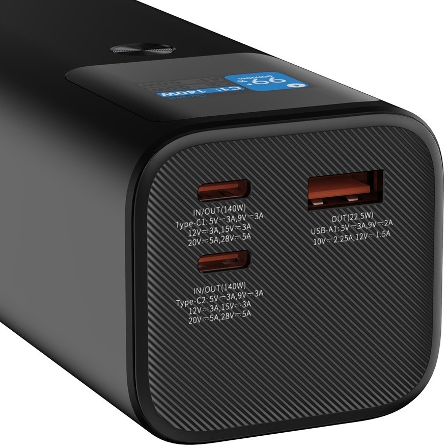 Powerbanka Canyon PB-2010, 27000mAh, 2x USB-C, 140W PD3.1, 1x USB-A QC 3.0, display černá Powerbanka Canyon PB-2010, 27000mAh, 2x USB-C, 140W PD3.1, 1x USB-A QC 3.0, display černá