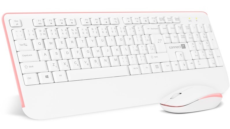 Klávesnice s myší Connect IT Combo CKM-7801-CS, CZ/SK bílá/růžová