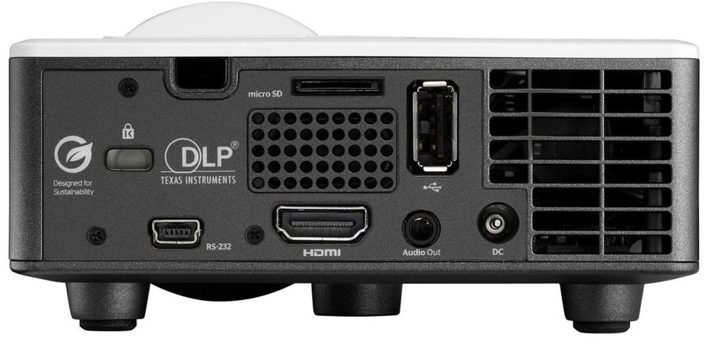 Projektor Optoma ML1050STi bílý Projektor Optoma ML1050STi DLP vidíme ze zadní strany s výstupy