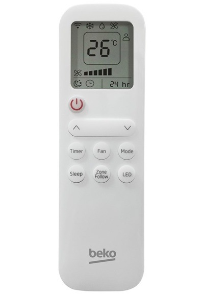 Mobilní klimatizace Beko BP 1125H bílá Detail obrázku dálkového ovladače.