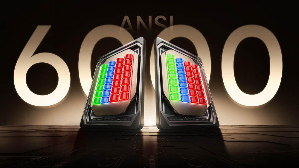 Laser TV Hisense XR10 a nápis 6000