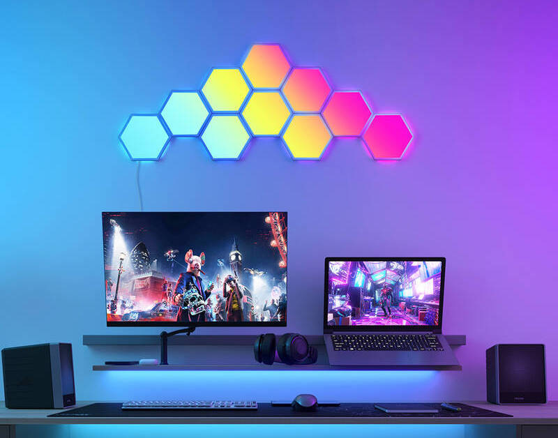 Nástěnné svítidlo Govee RGBIC Glide Hexa světelné panely, 10 ks bílé