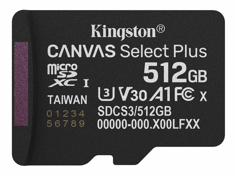 Paměťová karta Kingston Canvas Select Plus MicroSDXC 512GB UHS-I U3 (R150/W30) černá