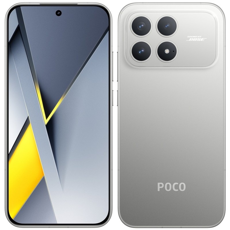 Smartphone POCO F8 Pro 5G, 12 GB / 512 GB, stříbrná barva.