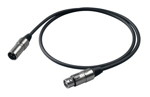 Kabel Proel XLR/XLR, M/F, bulk, 3m černý