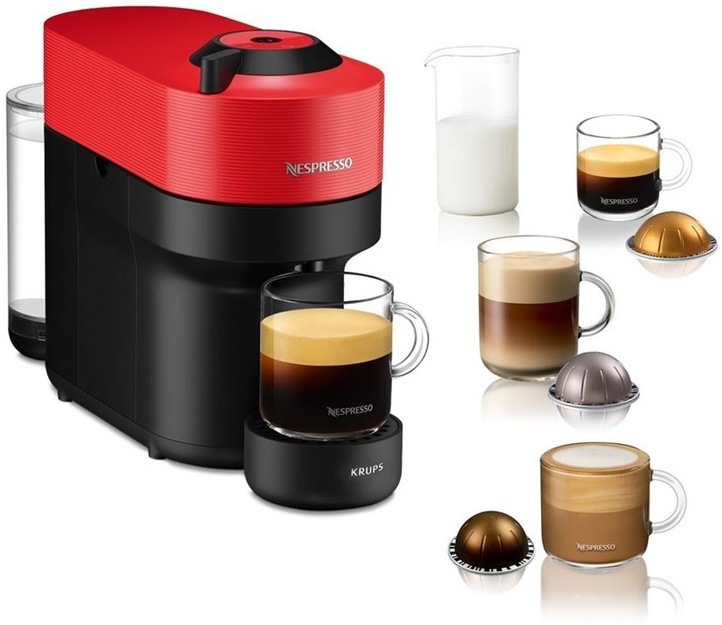 Kapslový kávovar Krups Nespresso Vertuo Pop XN920510 červený