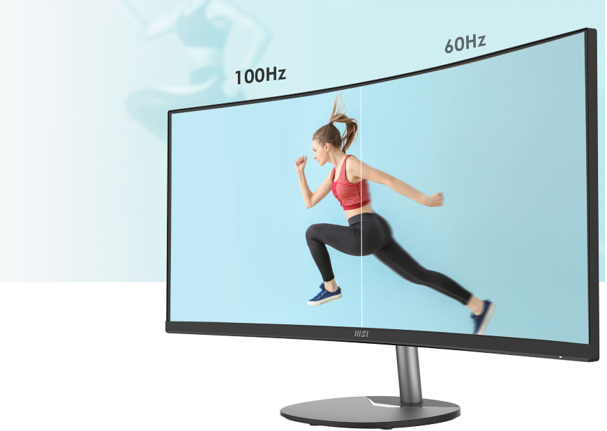 Monitor MSI PRO MP341CQ E12 černý Porovnání ostrého obrazu s frekvencí 120 Hz na displeji MSI PRO MP341CQ E12 a s menší frekvencí na obyčejném monitoru