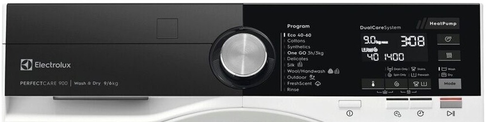Pračka se sušičkou Electrolux UltraCare 900 EN9W2496BE bílá Ovládací panel pračkosušičky Electrolux EN9W2496BE série 900 DelicateCare
