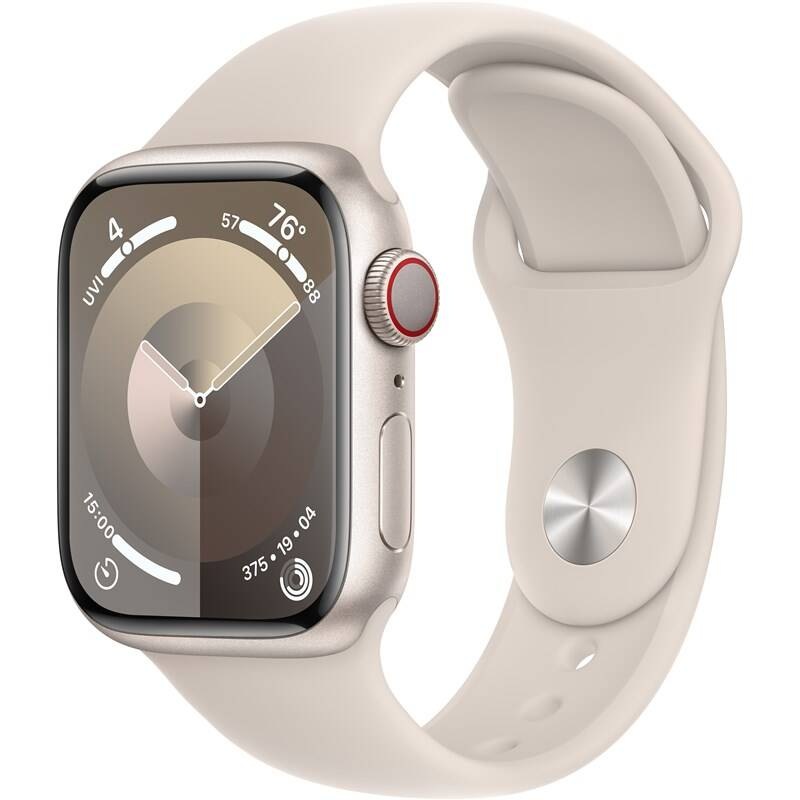 Chytré hodinky Apple Watch Series 9 GPS 45mm pouzdro z hvezdně bílého hliníku - hvězdně bílý sportovní řemínek - S/M