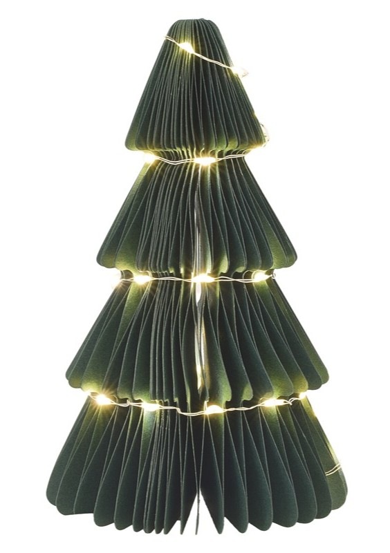 LED dekorace EMOS papírový strom se stojánkem, 35LED, 15 cm, teplá bílá
