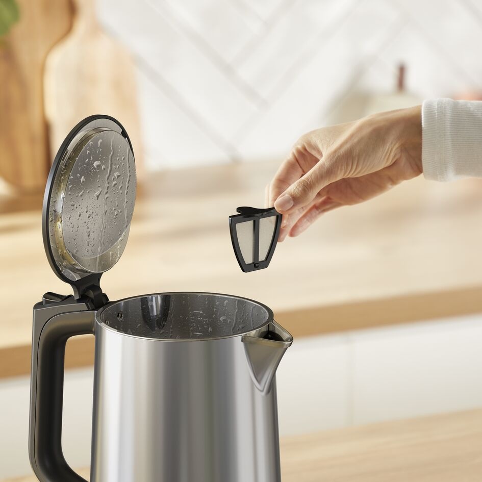 Vyjímatelný filtr konvice Detail displeje rychlovarné konvice Tefal KI871DE0 Selection