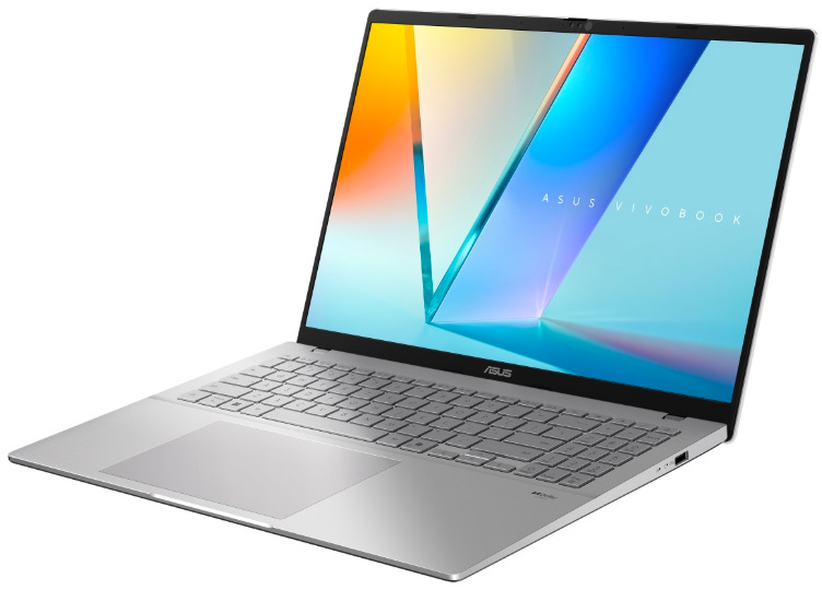 Stříbrný notebook ASUS Vivobook S16 Qualcomm Snapdragon X X1-26-100 s 16″ OLED displejem