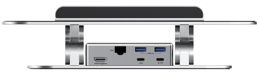 Podstavec pro notebooky Rapoo UCS5001 s magnetickým multiport hubem USB-C 5v1 stříbrný