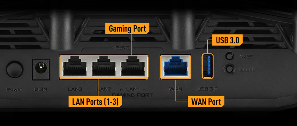ASUS TUF Gaming BE9400 je vybaven hned čtyřmi 2,5 Gb/s porty