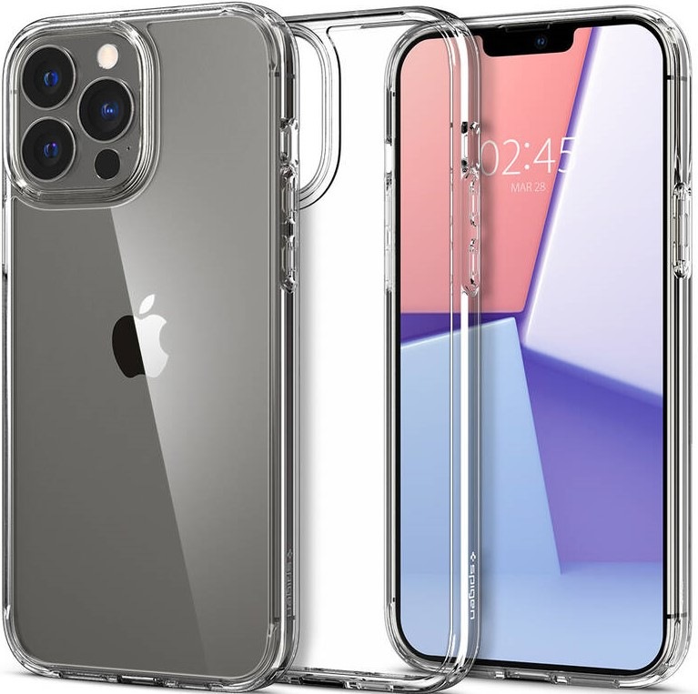 Kryt na mobil Spigen Crystal Hybrid na Apple iPhone 13 Pro Max průhledný