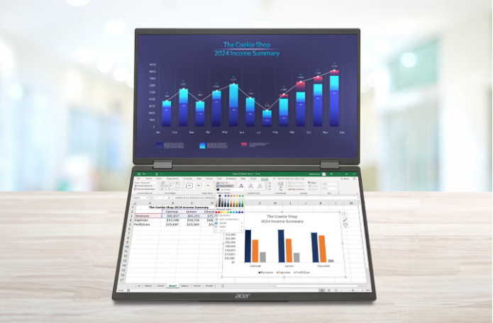 A táblázatok és grafikonok jobb láthatósága az Acer PD3 monitorral