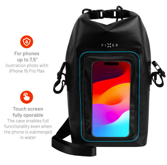 Pouzdro na mobil sportovní FIXED Float Bag s kapsou pro mobilní telefon 3L černé Pouzdro na mobil sportovní FIXED Float Bag s kapsou pro mobilní telefon 3L - černé