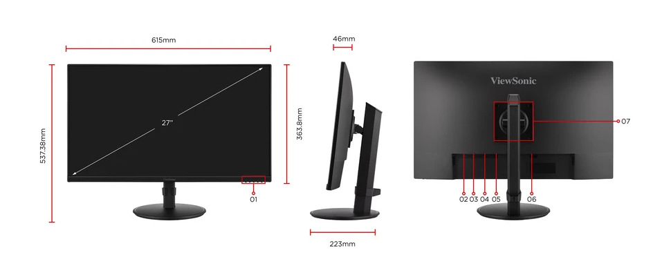Monitor ViewSonic VA2708-HDJ černý Monitor ViewSonic VA2708-HDJ černý