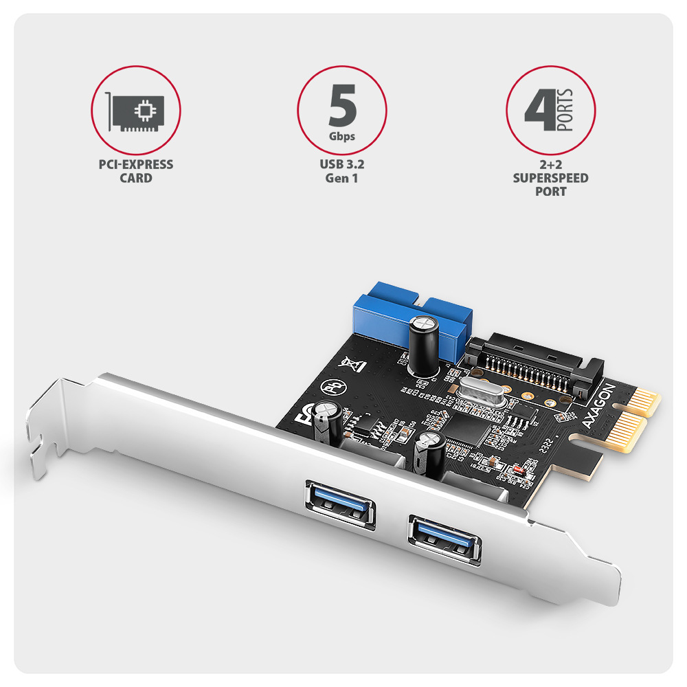 Řadič Axagon PCEU-232RS - 2+2x USB 5Gbps port
