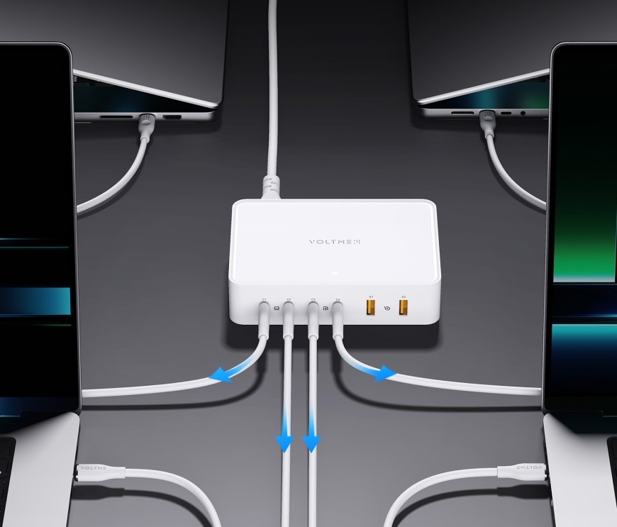 Nabíječka do sítě Voltme Revo 240 PD3.1 4xUSB-C, 2xUSB-A 240W bílá Nabíječka do sítě Voltme Revo 240 PD3.1 4xUSB-C, 2xUSB-A 240W - bílá