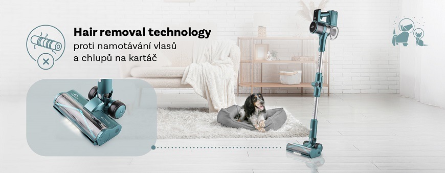 Tyčový vysavač ETA Lunar, kartáč proti namotávání vlasů