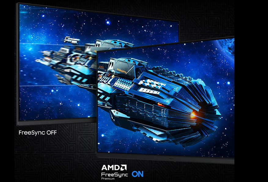 Herní monitor Samsung Odyssey G5 G53F černý Detail monitoru Samsung Odyssey s technologií AMD FreeSync Premium