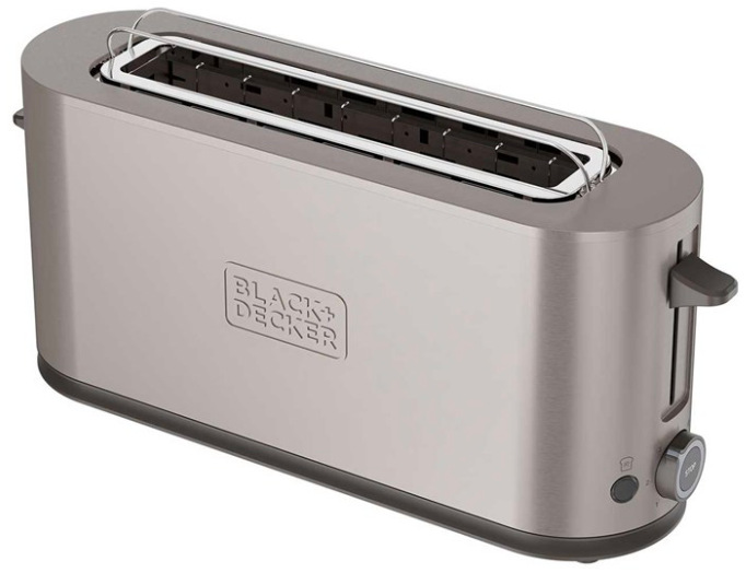 Nerezový topinkovač Black+Decker BXTO1002E s extra dlouhou štěrbinou a rozpékačem