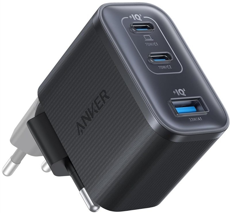 Nabíječka do sítě Anker Nano s výkonem 70 W, dvěma porty USB-C a jedním portem USB