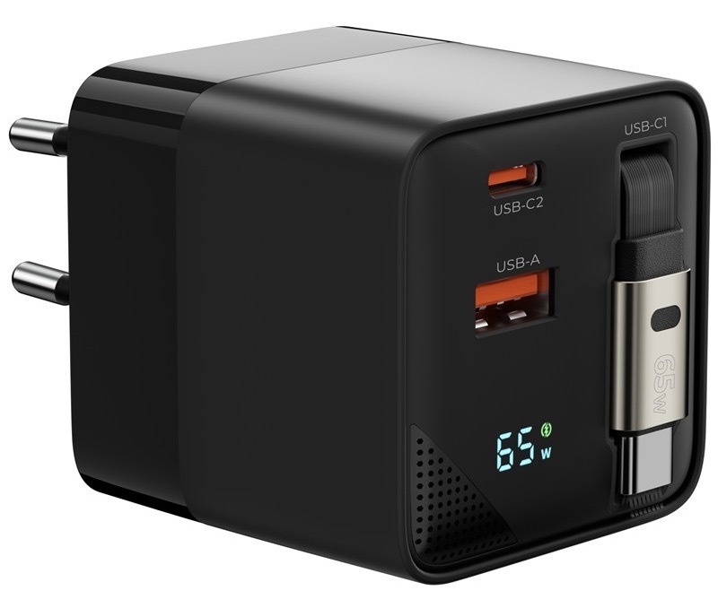 Nabíječka do sítě Mobile Origin s výkonem až 65 W, černá barva