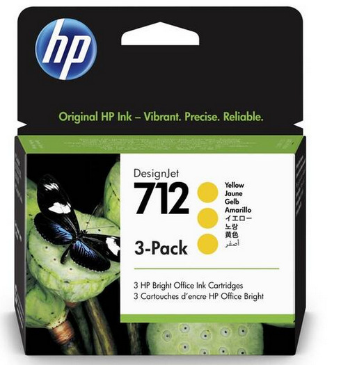 Inkoustová náplň HP 712, 3x 29 ml žlutá HP 712, 3x 29 ml (3ED79A) žlutá